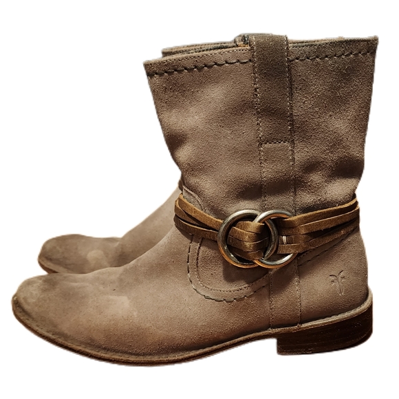 Frye Shoes - FRYE WOMEN'S ShirleyTAUPE SUEDE MULTISTRAND BOOTS SIZE 8M 76485